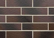Амстердам Шейд рельефная, коричнево-черная клинкерная фасадная плитка под кирпич 245*65*7 мм, керамин